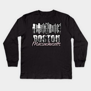 Boston Massachusetts Kids Long Sleeve T-Shirt